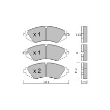 GT2i Club Front brake pads for DAEWOO Lacetti II Sedan (J200) 2.0 181cv 2002-06-01-2005-12-01