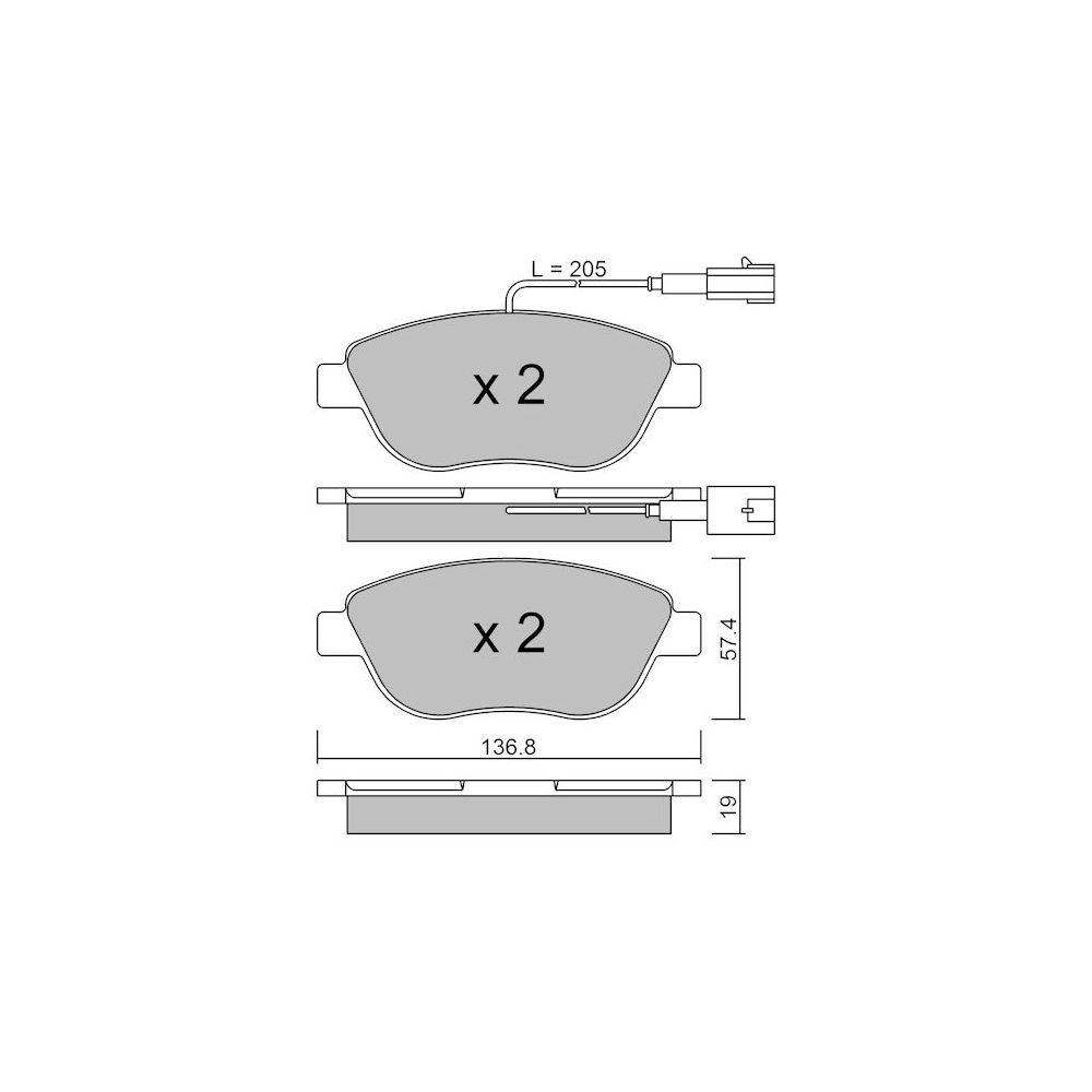 GT2i Club Front brake pads for ABARTH 500 / 500 C 1.4i 16V T-Jet 595 Abarth 160 hp 2008-  Brake calipers Bosch  - GT-PC3313 - 3666618585062