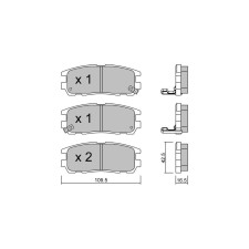 GT2i Club Rear brake pads for OPEL Frontera A (U92) 3.5 V6 24V (UBS26D, UBS26G) 215cv 1992-03-01-1998-10-01