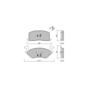 GT2i Club Front brake pads for TOYOTA Starlet IV (_P8_) 1.4 D-4D (NLP10_) 75cv 1989-12-01-1996-03-01