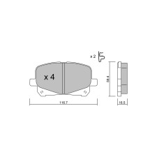GT2i Club Front brake pads for TOYOTA Previa II (_R3_)/ Estima/ Tarago 3.0 (MCR30W) 221cv 2000-02-01-2006-02-01