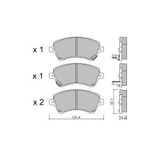 GT2i Club Front brake pads for TOYOTA Corolla VII Sedan (_E12_)/ Axio/ Altis 1.8 VVTL-i TS (ZZE123_) 225cv 2000-08-01-2008-03-01