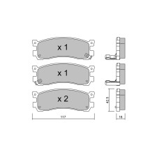 Bremsbeläge GT2i Club Hinten für MAZDA MPV I (LV) 3.0 i V6 (LV10, LV12, LV521, LV321) 154cv 1988-09-01-1999-09-01