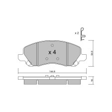 GT2i Club Front brake pads for MITSUBISHI Lancer V SW (CB_W, CD_W)/ Libero EVO IX (CT9A) 290cv 1992-12-01-2007-12-01