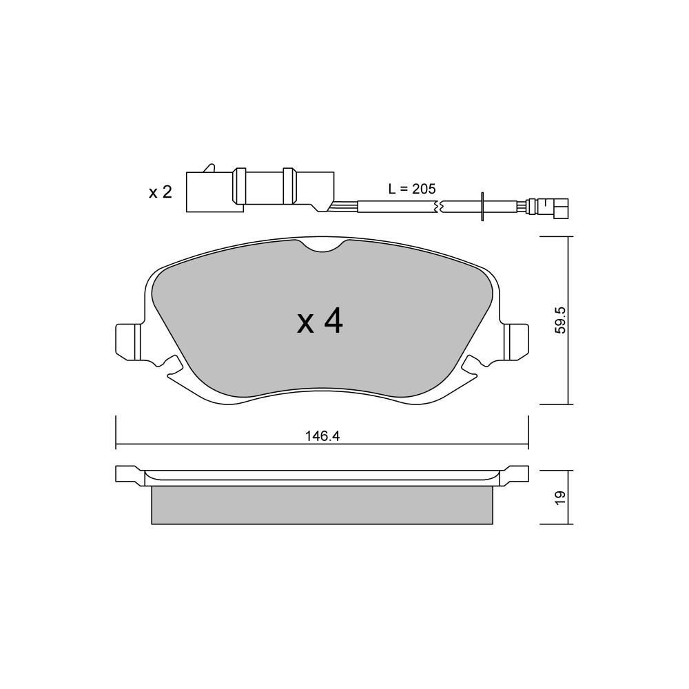 GT2i Club Front brake pads for LANCIA Thesis (841_) 3.2 V6 230cv 2002-07-01-2009-07-01 - GT-PC5450 - 3666618586595