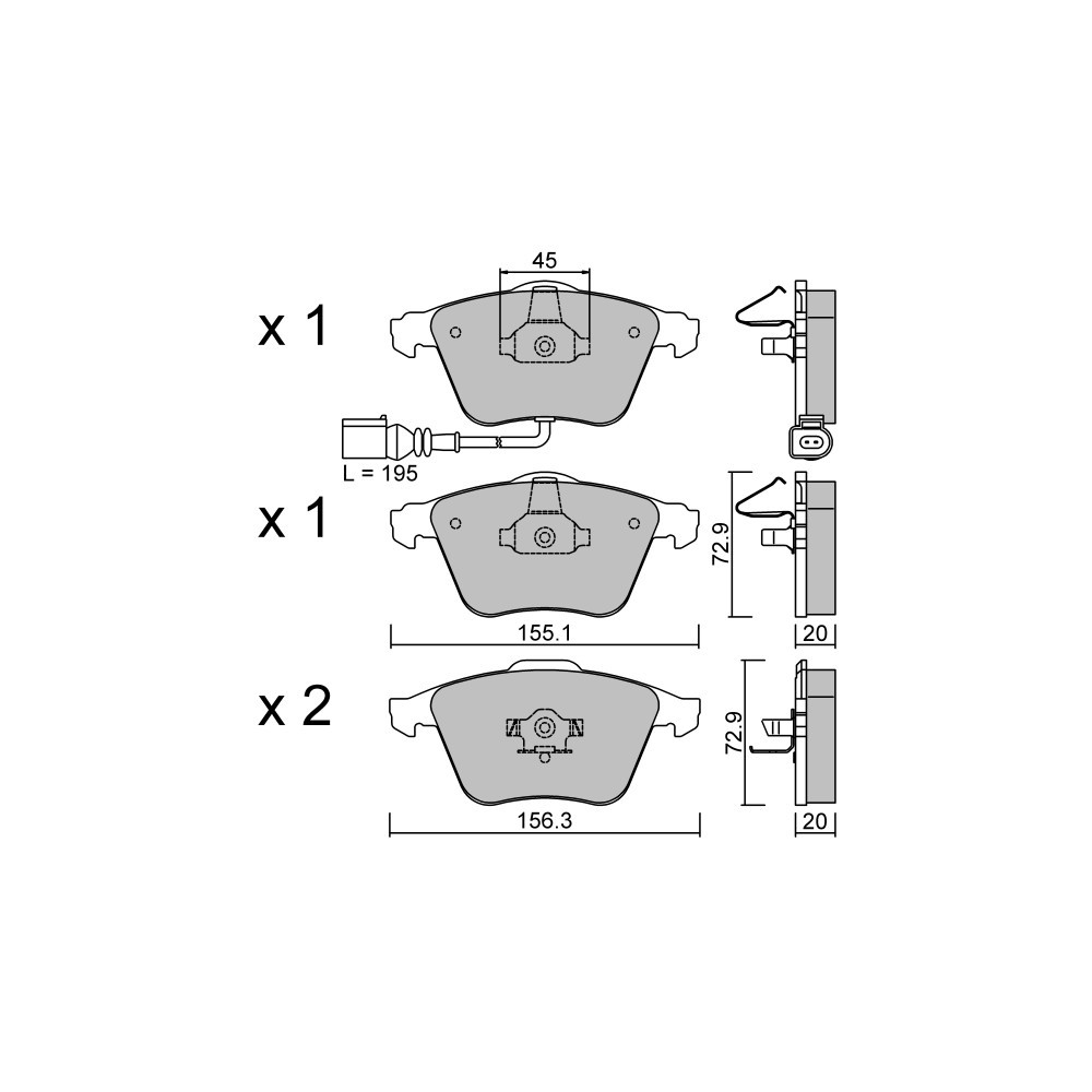 Pastiglie freno anteriori GT2i Club per VOLKSWAGEN Golf V 3.2i V6 R32 2003-09 - Pinze freno Ate  - GT-PC5652 - 3666618586823