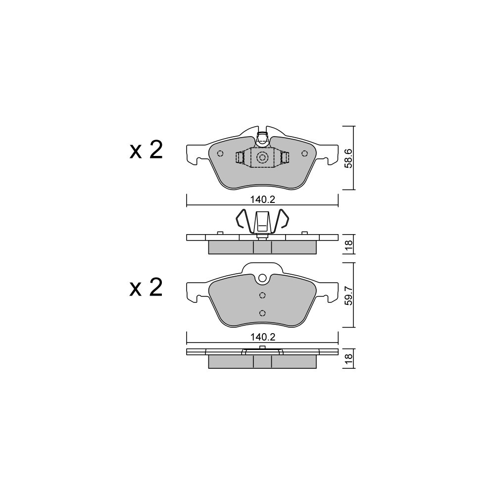 GT2i Club Front brake pads for MINI Mini (R50-R52-R53) 1.4 D, 1.6i 16V, 1.6i 16V Turbo 2001-07 - Brake calipers Ate  - GT-PC5710 - 3661768238097