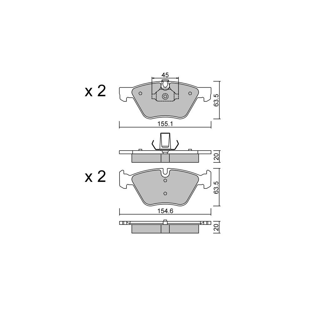 GT2i Club Front brake pads for BMW Serie 3 (E90-E91-E92-E93) 330i, 330d, 335i, 335d 2005-11 - Brake calipers Ate  - GT-PC5733 - 3666618586939
