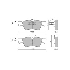 GT2i Club Rear brake pads for MERCEDES BENZ Classe GL (X164) GL 500 4-matic (164.886) 388cv 2006-09-01-2012-12-01