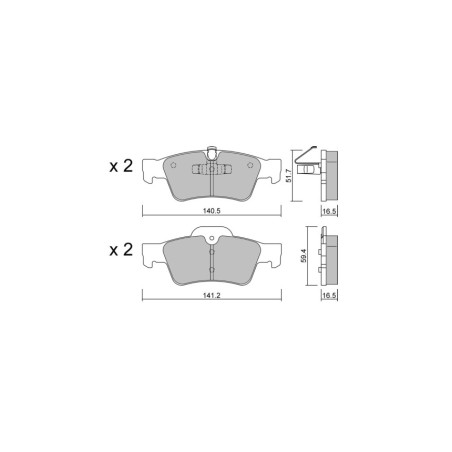 Plaquettes de frein GT2i Club Arrière pour MERCEDES BENZ Classe GL (X164) GL 500 4-matic (164.886) 388cv 2006-09-01-2012-12-01