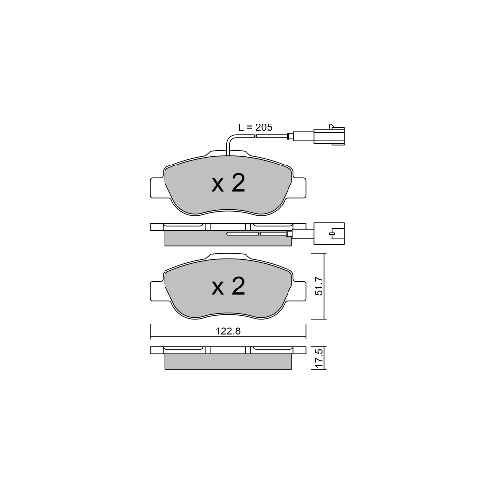 GT2i Club Front brake pads for FORD Ka II (RU8) 2.0 VTR 141cv 2008-02-01- - GT-PC6542 - 3666618587530