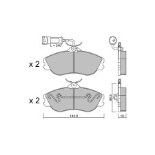 GT2i Club Front brake pads for AUDI 200 II Avant (44, 44Q, C3) 2.1 20V Turbo 306cv 1983-09-01-1991-12-01