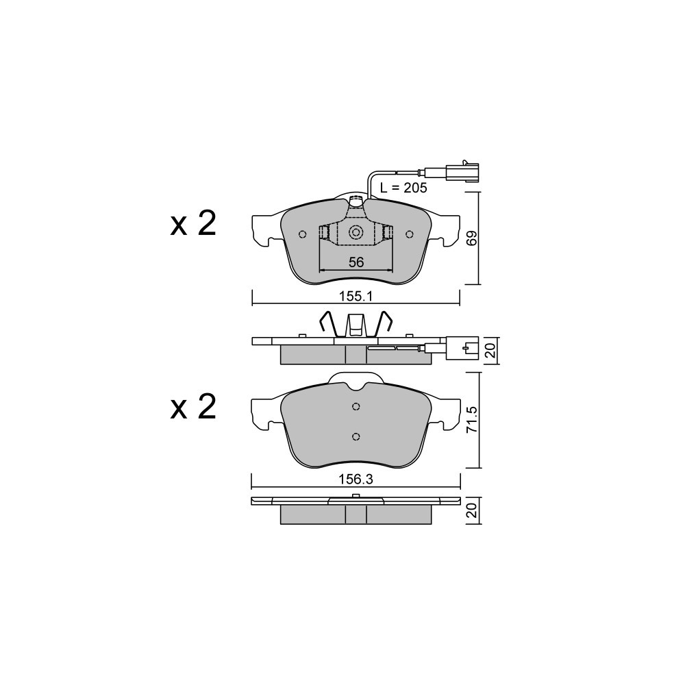 GT2i Club Front brake pads for ALFA ROMEO 159 (939_) 2.2 JTS 185cv 2005-06-01-2012-12-01 - GT-PC7190 - 3666618588056