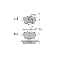GT2i Club Front brake pads for ALFA ROMEO Giulietta 1.4i 16V Turbo 140 HP 170 hp, 2.0 JTDm 2010-20 - Brake calipers Ate 