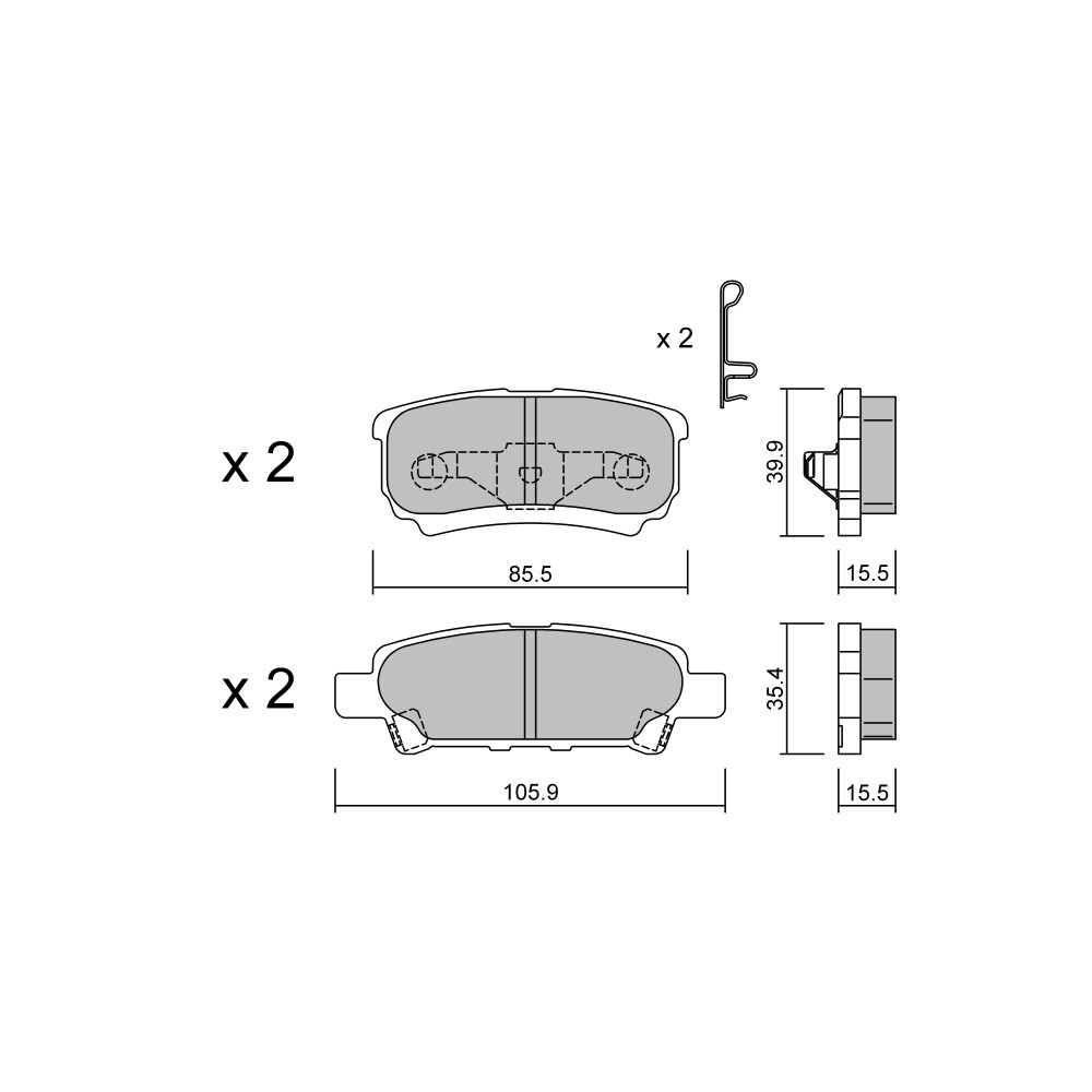 Bremsbeläge GT2i Club Hinten für MITSUBISHI Lancer V SW (CB_W, CD_W)/ Libero EVO IX (CT9A) 290cv 1992-12-01-2007-12-01 - GT-PC7530 - 3666618588315