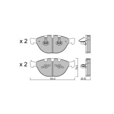 GT2i Club Front brake pads for BMW Serie 5 (E60-E61) M5 5.0i V10 2001-10 - Brake calipers Ate 
