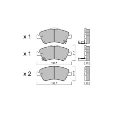 GT2i Club Front brake pads for TOYOTA Auris I (_E15_)/ Corolla/ Blade 1.8 (ZRE152_) 147cv 2006-10-01-2012-09-01