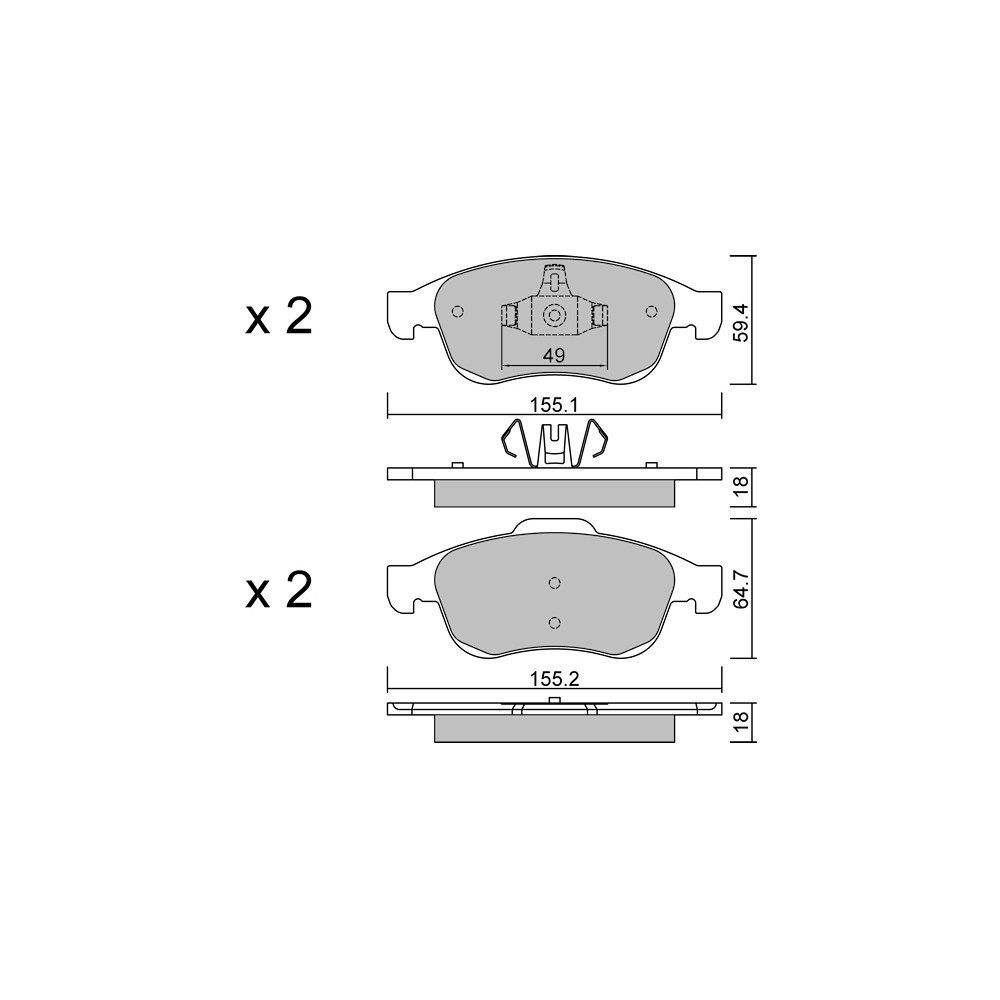 GT2i Club Front brake pads for RENAULT Arkana I (LCM_) 1.3 TCe 160 EDC 158cv 2019-08-01- - GT-PC8330 - 3666618589077