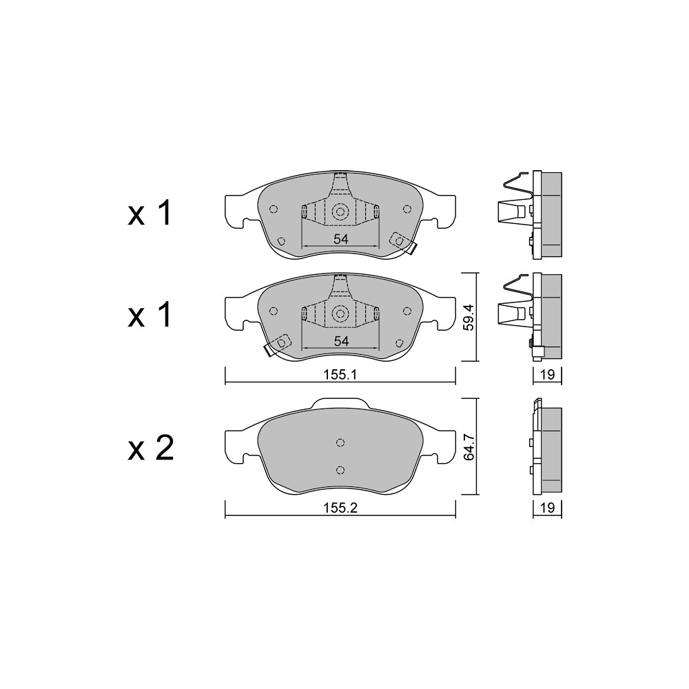 Pastiglie freno anteriori GT2i Club per JEEP Renegade Close Off-Road (BU, B1) 1.3 Hybrid 4x4 241cv 2014-07-01- - GT-PC8332 - 3666618589091