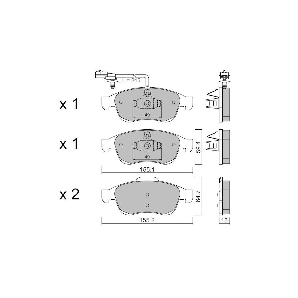 GT2i Club Front brake pads for MERCEDES BENZ Classe T (W420) 2.0 TCe 220 221cv 2022-05-01- - GT-PC8333 - 3666618589107