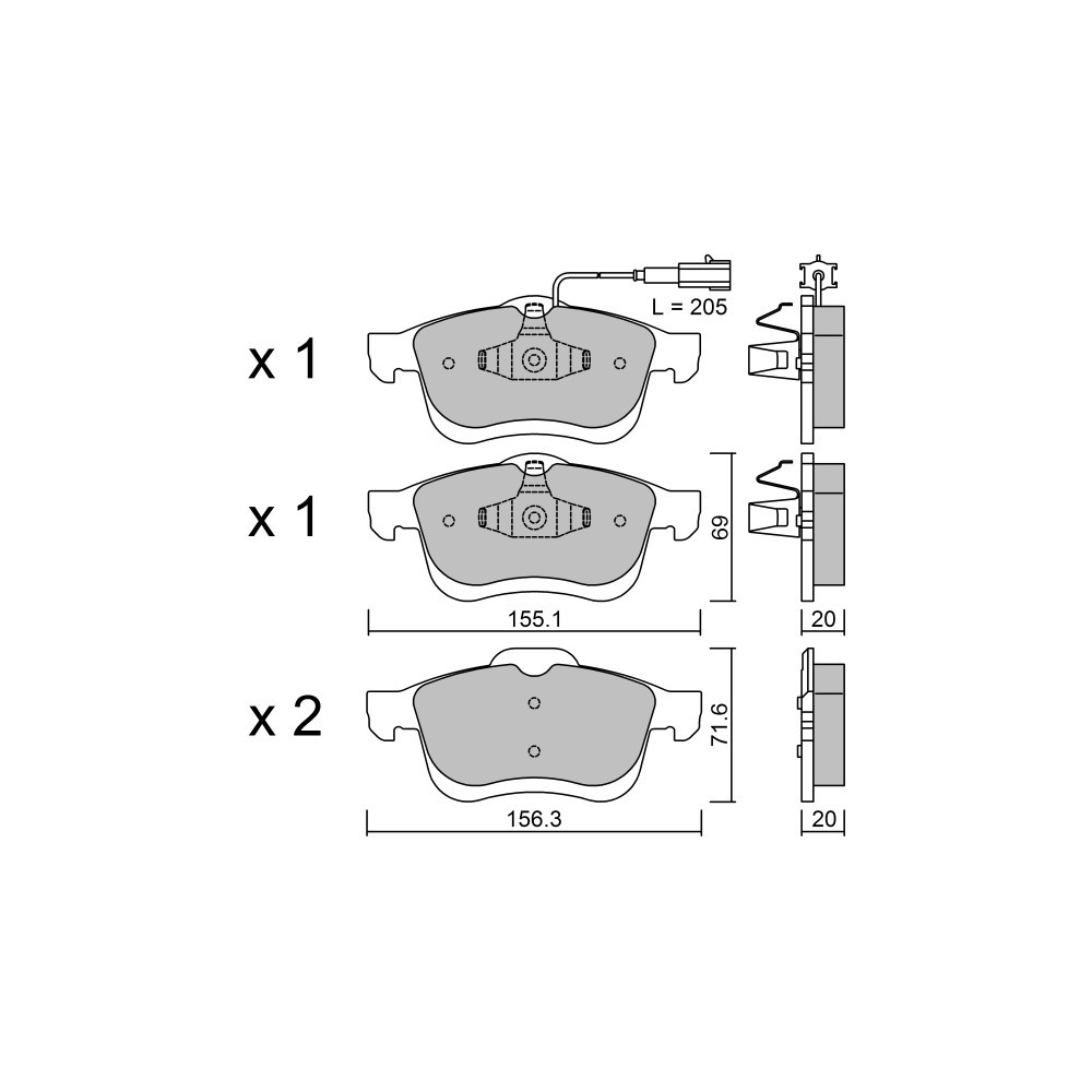GT2i Club Front brake pads for LANCIA Delta III (844_) 1.9 D Multijet 191cv 2008-08-01-2014-08-01 - GT-PC8400 - 3666618589169
