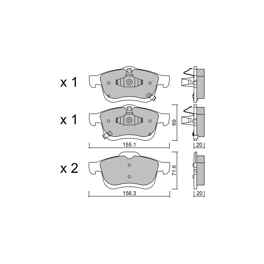 GT2i Club Front brake pads for FIAT 500 II L (351_, 352_) 200 CDI (204.901) 136cv 2012-09-01- - GT-PC8402 - 3666618589183