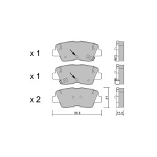 Plaquettes de frein GT2i Club Arrière pour KIA Rio III Sedan (UB) / Pride RS3 quattro 340cv 2011-06-01-2017-12-01