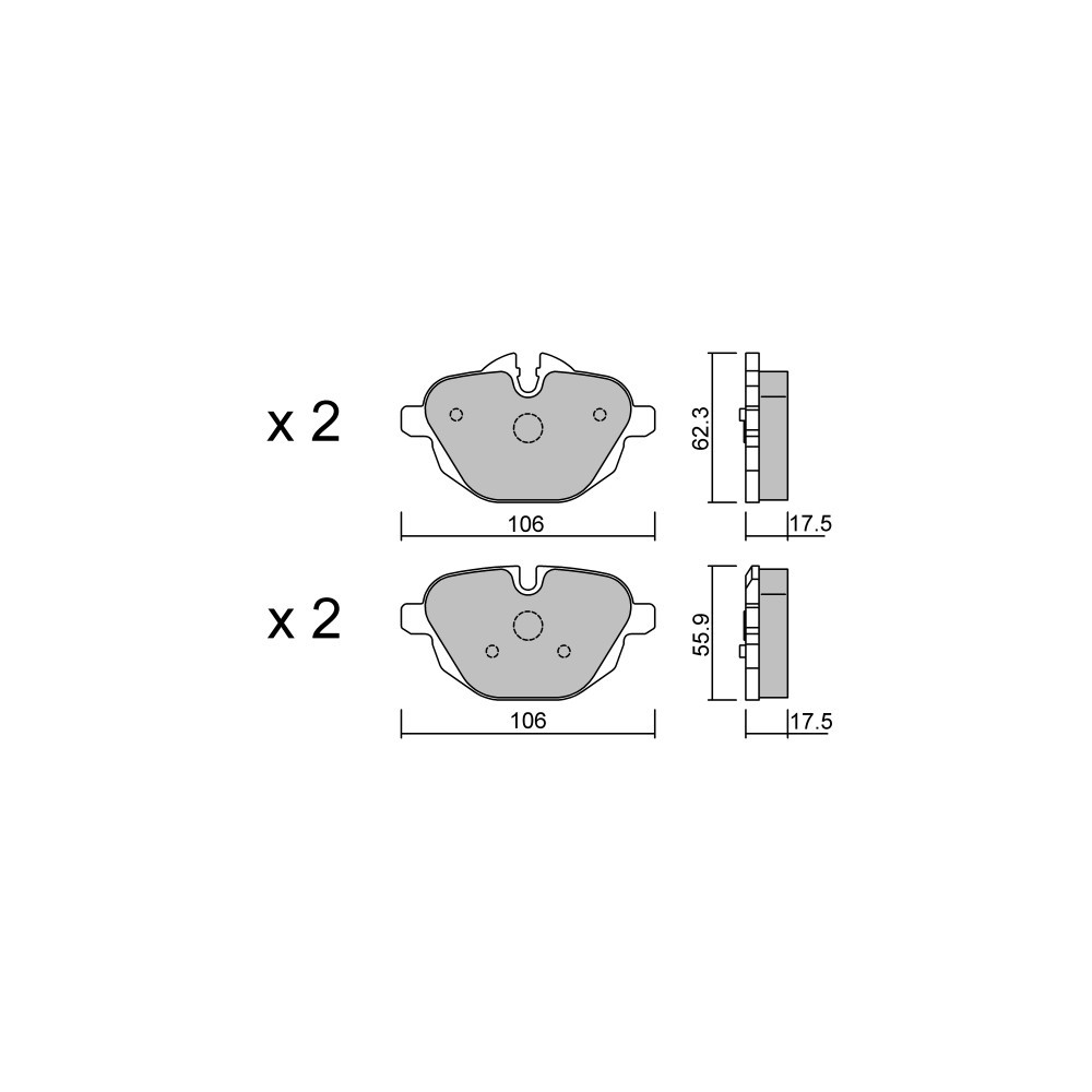 Plaquettes de frein GT2i Club Arrière pour BMW 5 VI (F10) M Competition 510cv 2009-06-01-2016-12-01 - GT-PC9380 - 3666618589930