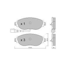 GT2i Club Front brake pads for VOLKSWAGEN Golf VIII 2.0 GTI, 2.0 TDI, 2.0 TSI , 2.0 TSI R (Disc 340mm) 2019-  Brake calipers Trw