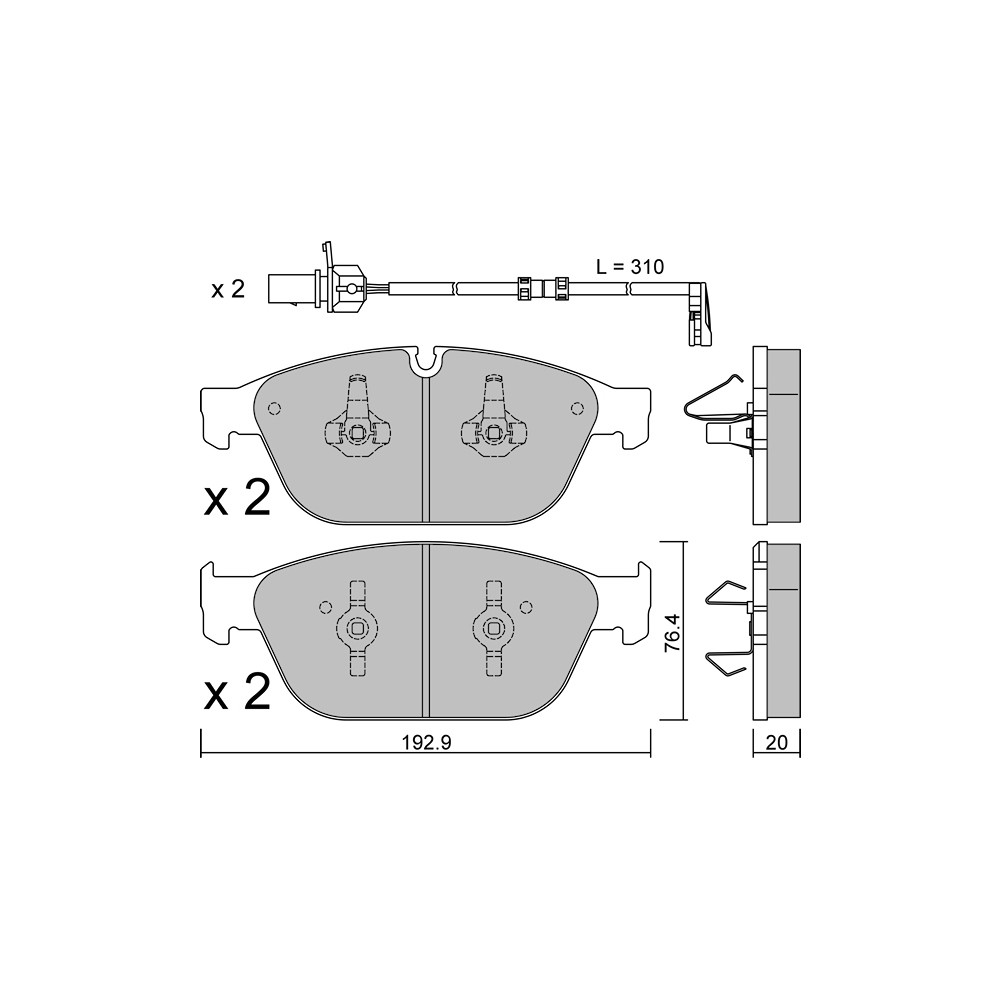 GT2i Club Front brake pads for AUDI Q5 I (8RB) S8 plus quattro 606cv 2008-11-01-2017-05-01 - GT-PC9700W - 3666618590219