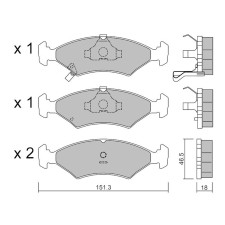Plaquettes de frein GT2i Club Avant pour KIA Sephia (FA) / Mentor 1.8 i 16V 112cv 1995-01-01-1997-10-01