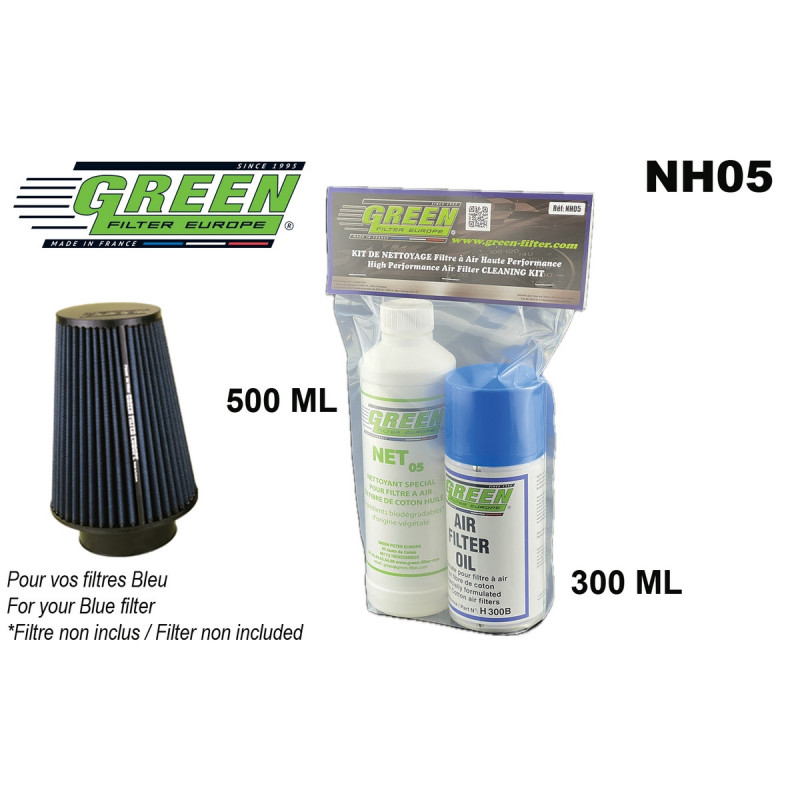 Pflegeset für Baumwollfilter Green Filter spray 0.3L + Reiniger 0.5L - GR-NH0C.B - NH05