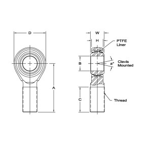 Rotule Compétition Mâle 1/4" Aurora