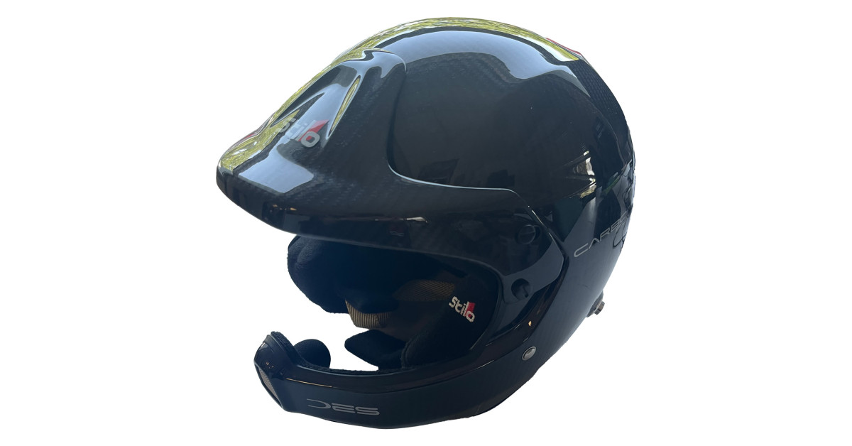 WRC DES Carbon Hans Rally helmet SA15 XL with defect