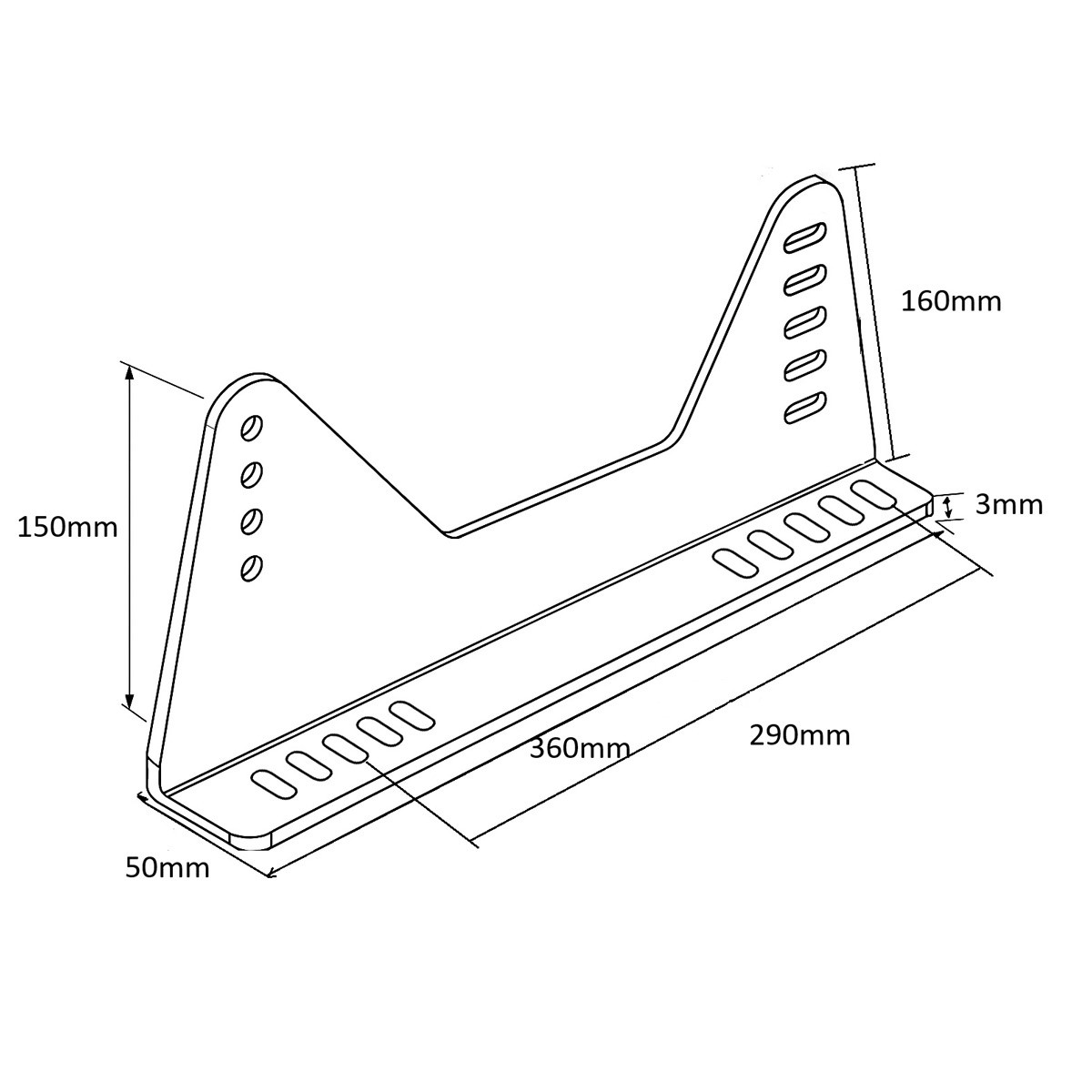 GT2i Stahl Schwarz 3mm Seitenbefestigungen Kit - SPE-HC-733E - 3661768286043