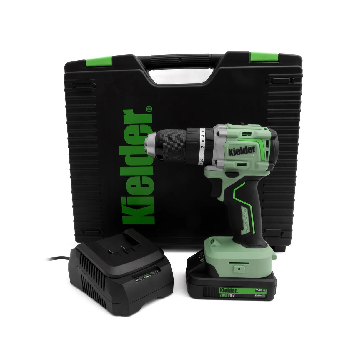 Trapano combinato ultracompatto 18V 75Nm KIELDER con 2 batterie da 2,0Ah e caricabatterie - KWT-020-02 - KWT-020-02EU