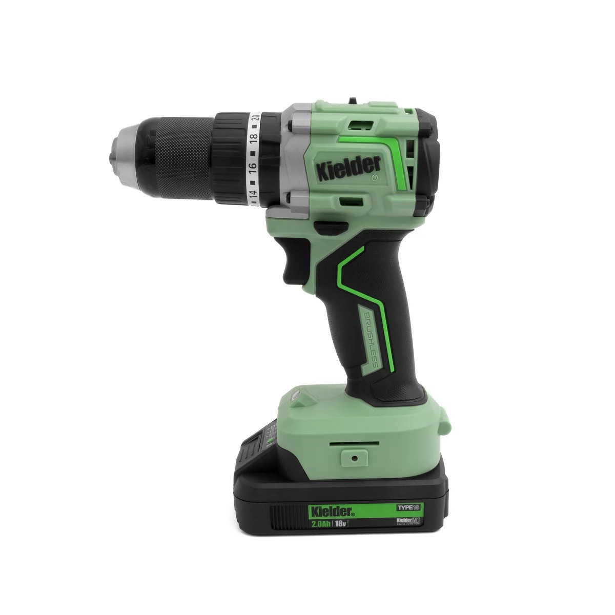 KIELDER Ultra Compact 18V 75Nm Combi Drill with 2 x 2.0Ah batteries and charger - KWT-020-02 - KWT-020-02EU