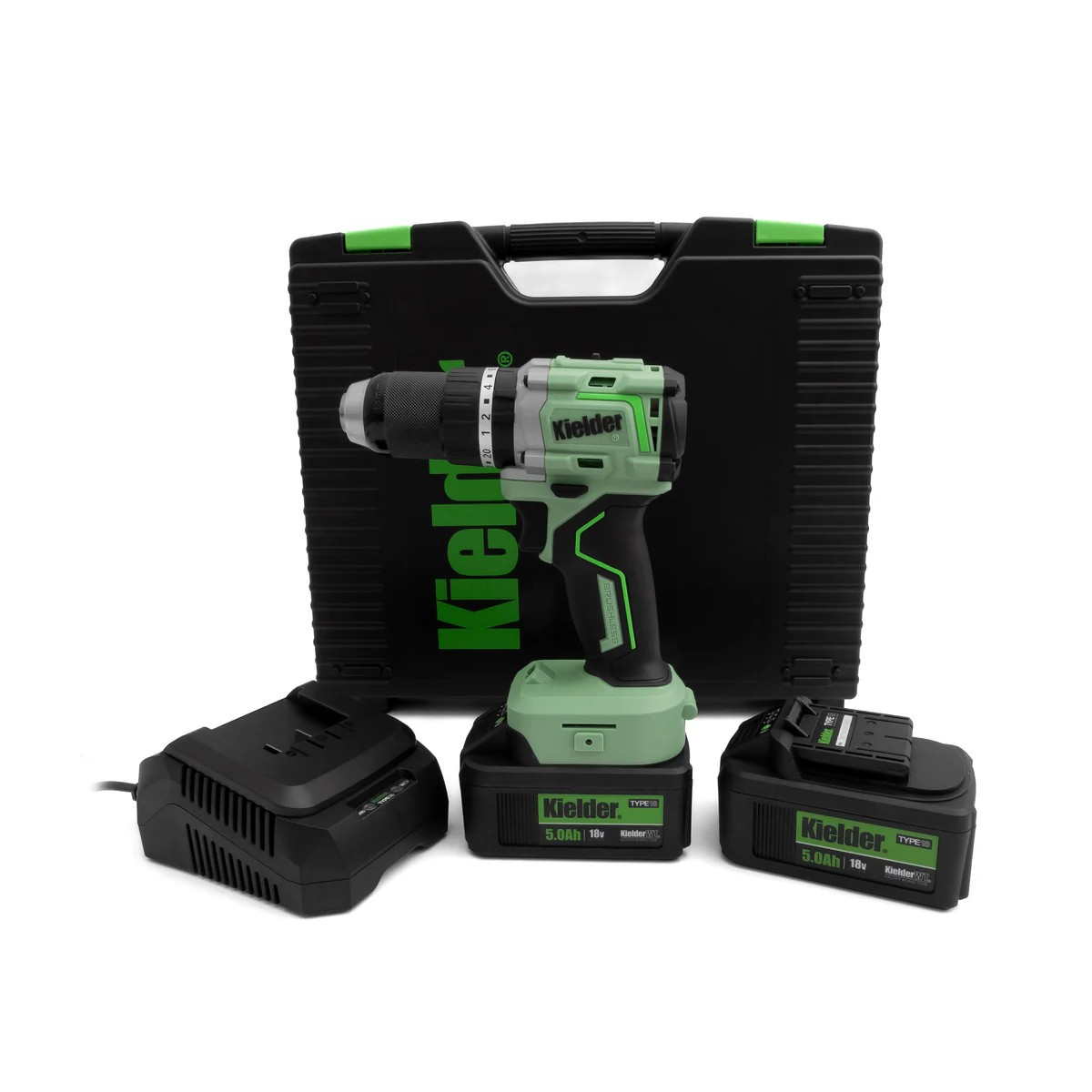 Ultra Compact 18V 75Nm Kombi-Bohrmaschine KIELDER mit 2 Batterien 5.0Ah und Ladegerät - KWT-020-05 - KWT-020-05EU
