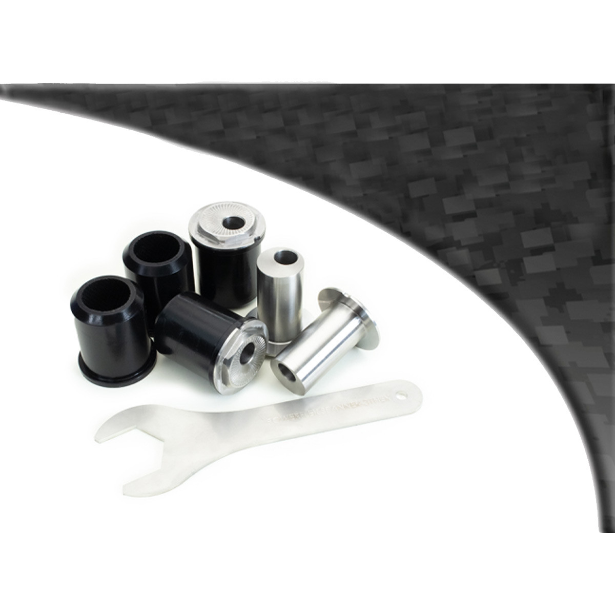 Powerflex Black Series front upper arm bush camber adjustable Fiat 124 Spider incl. Abarth (2016 on) (4 parts) - PF-F36604G-4N - PFF36-604GBLK - 5055676565921