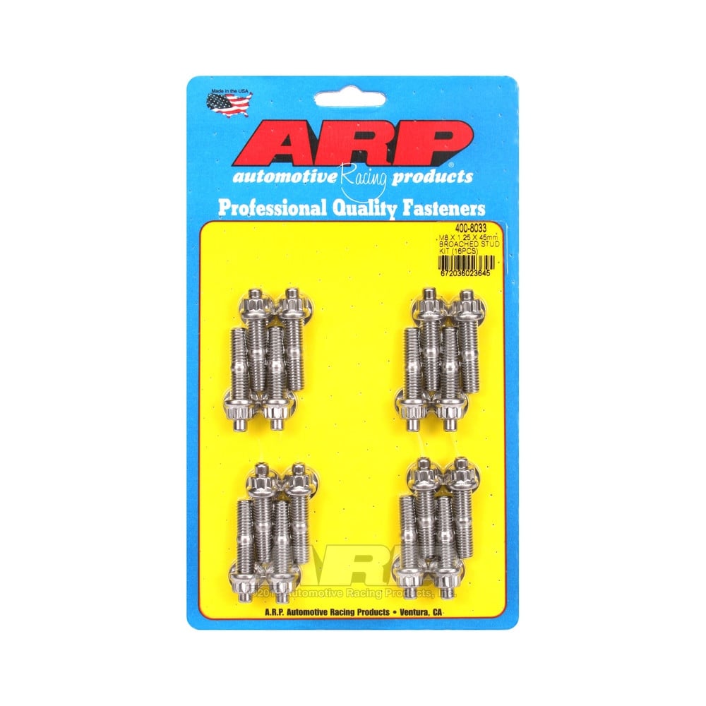 ARP M8 X 1.25 X 45mm broached stud kit - 16pcs - ARP-400-8033 - ARP-400-8033 - 3666618280158
