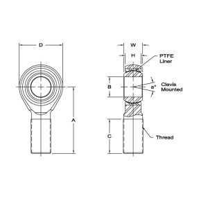 Rotule Compétition Rodobal MTE Male Pas à Droite 12mm / 1.75mm