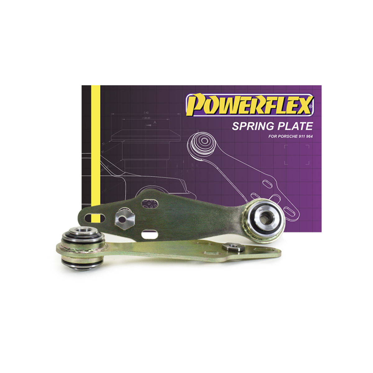 Powerflex Road rear suspension spring plate Porsche 911 964 (1989-1994) - PF-R57107-2 - PFR57-107 - 5055676566492