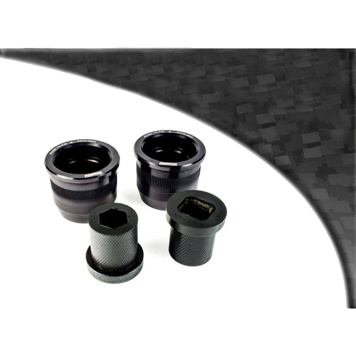 Silent Block Powerflex Black hinten am vorderen Dreieck (E46 Hybrid, Aluminium außen) BMW 3er (2 Stück) - PF-F5-3603-2N - PFF5-3603BLK - 5055676560933