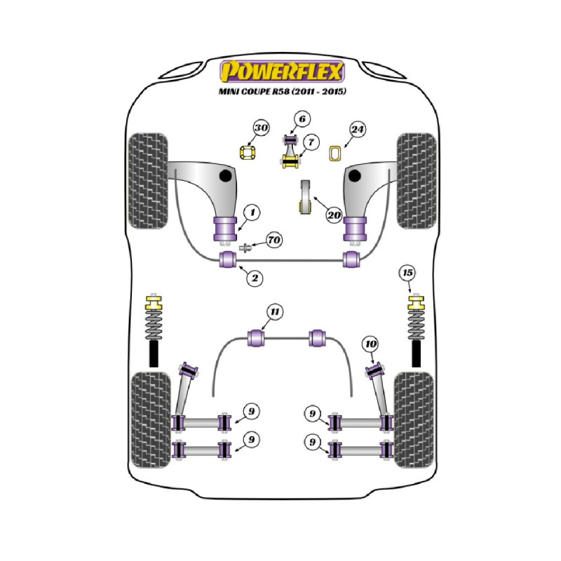 Boccole Powerflex Mini R58 Coupe (2011 - 2015) - BUN-PF-00657 - BUN-PF-00657