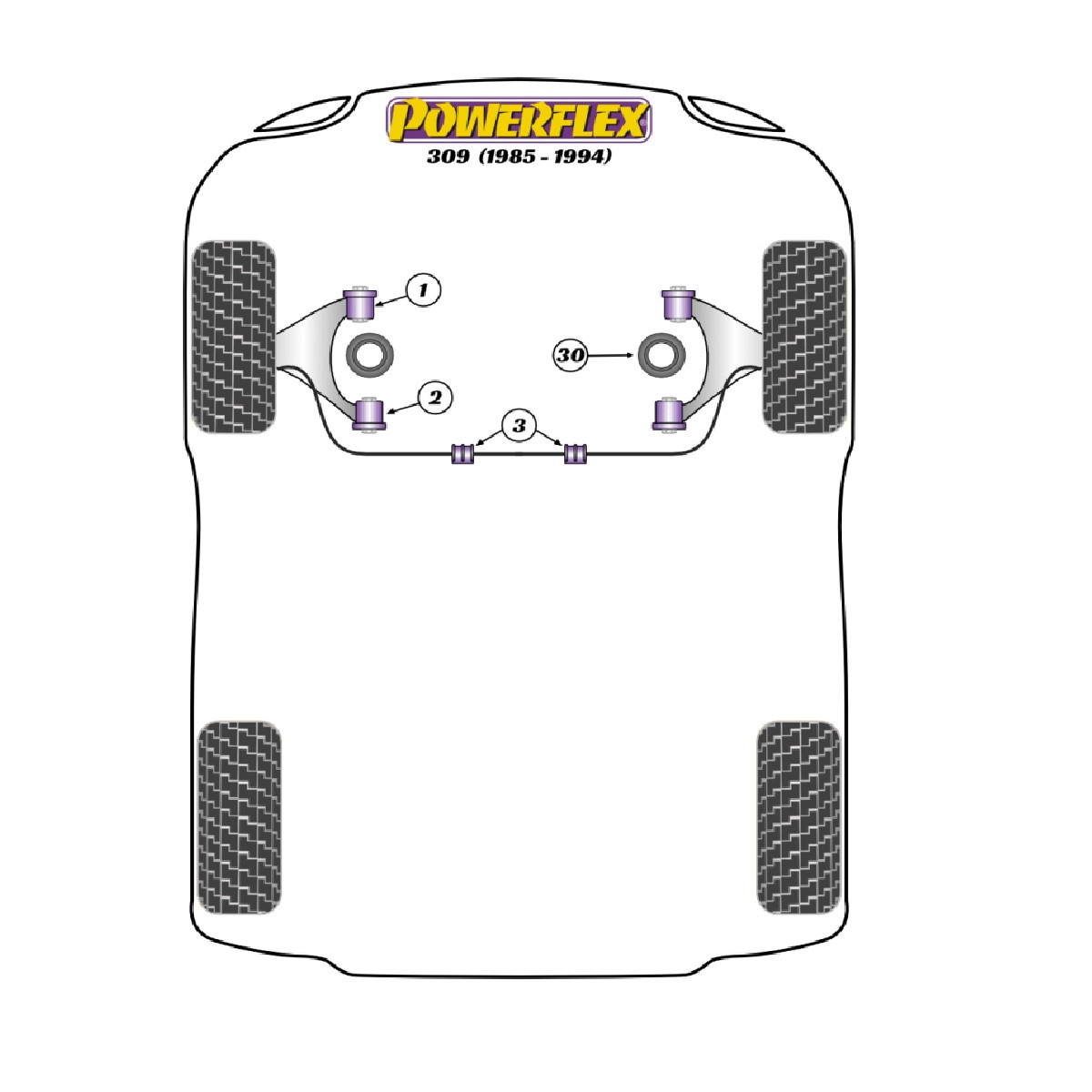 Silentblocs Powerflex Peugeot 309 inc GTI (1985-1994) - BUN-PF-00778 - BUN-PF-00778