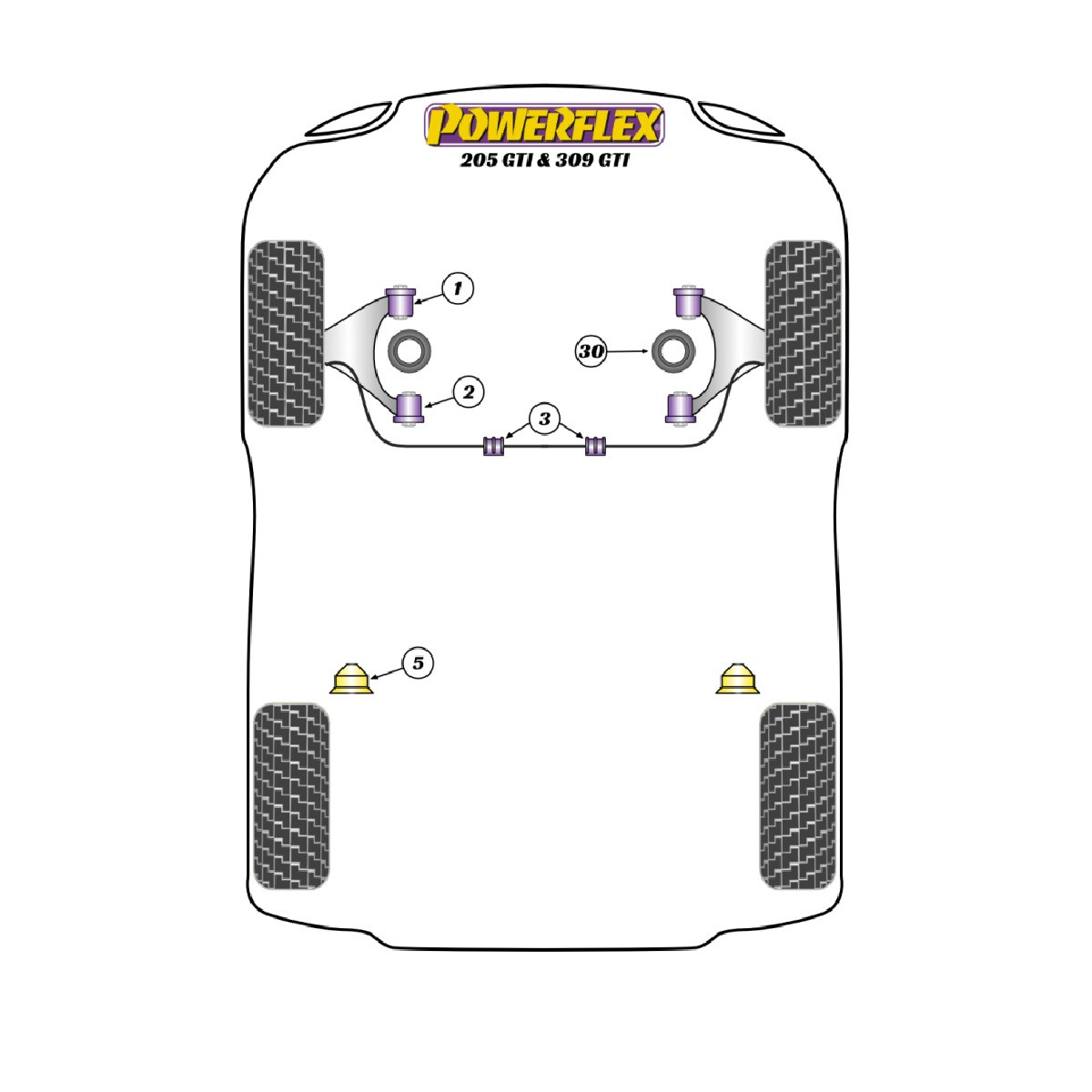 Silentblocs Powerflex Peugeot 205 GTi(1985-1998) - BUN-PF-00768 - BUN-PF-00768