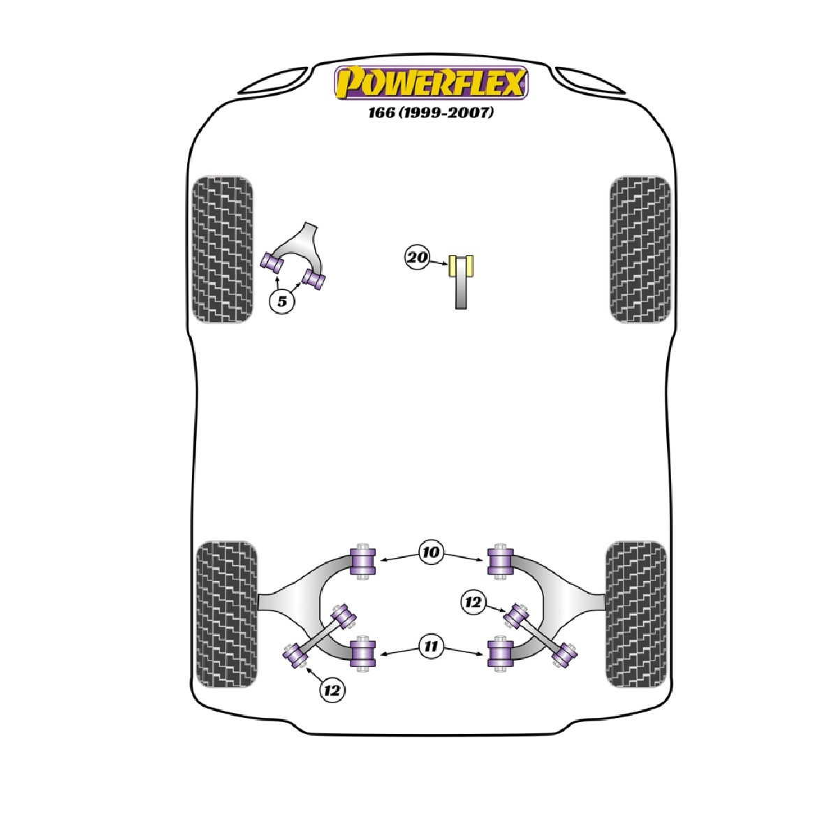 Powerflex bushes Alfa Romeo 166 (1999-2007) - BUN-PF-00007 - BUN-PF-00007