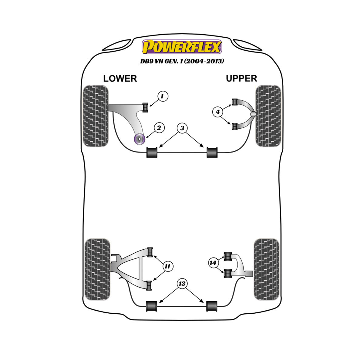 Silentblocs Powerflex Aston Martin DB9 (2004-2013) - BUN-PF-00019 - BUN-PF-00019