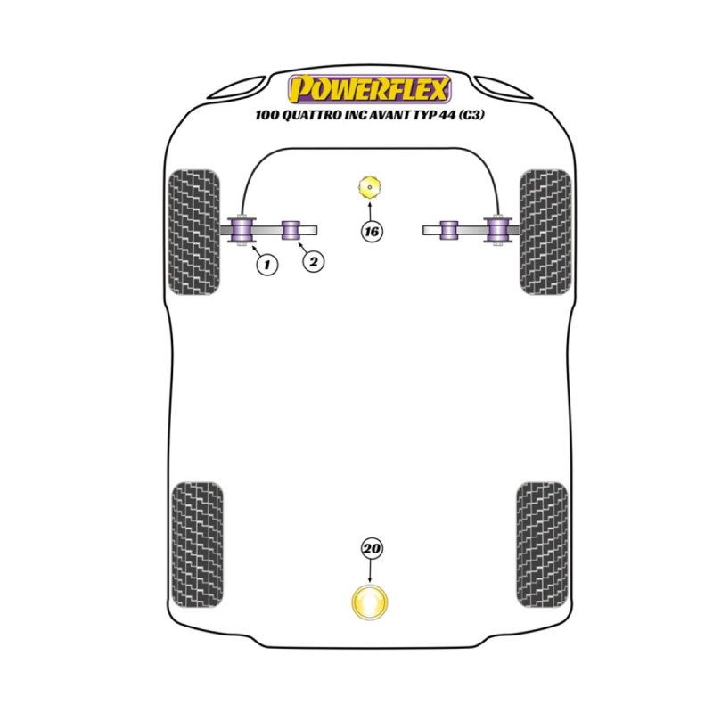 Powerflex bushes Audi 100 Quattro inc Avant Type 44 (C3) (10/84-11/90) - BUN-PF-00026 - BUN-PF-00026