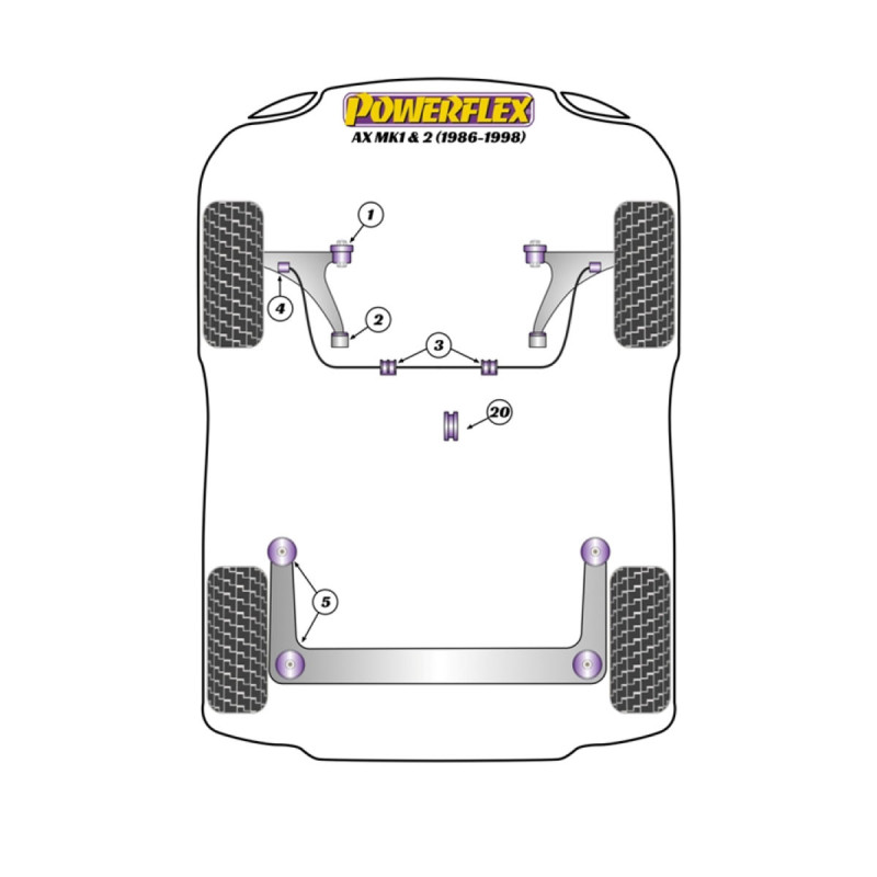 Boccole Powerflex Citroen AX Mk1 & 2 (1986-1998) - BUN-PF-00261 - BUN-PF-00261